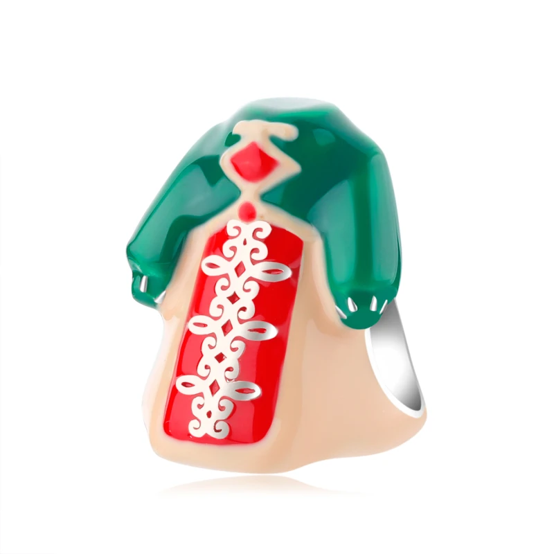 

Бусины женские из серебра 925 пробы с зеленой эмалью