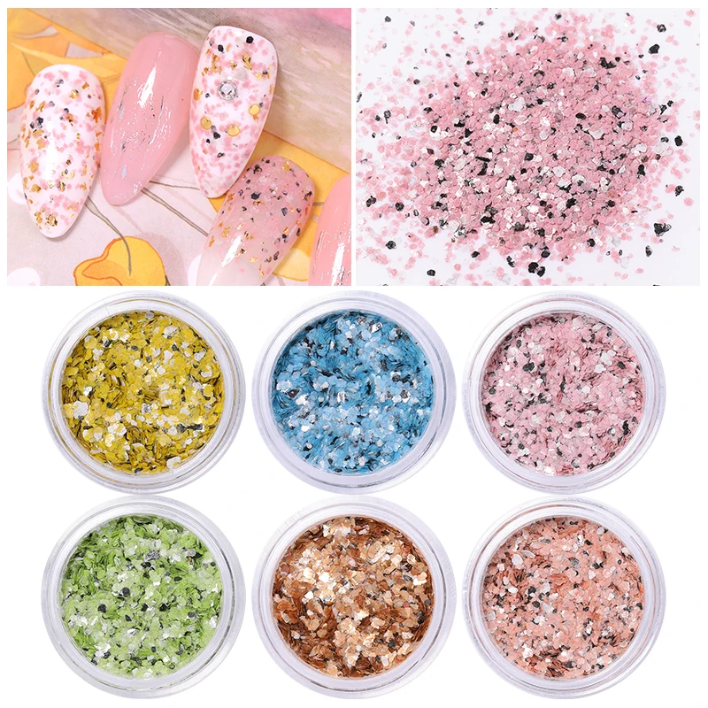 1 Box Pink Green Series Sequins Nail Powder Glitter Colorful Nails Designs 3D Art Decoration Accessories DIY Design | Красота и