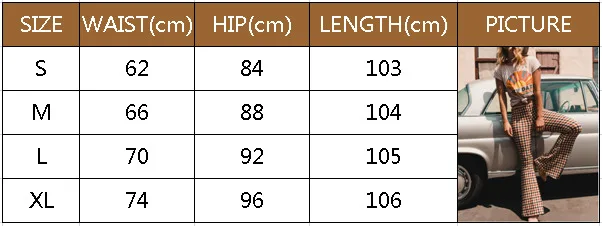 

Fashion Women Elastic High Waist Long Pants Flare Full Length Pants Bell Bottom Loose Trousers Plaid Casual Stylish Summer Girls