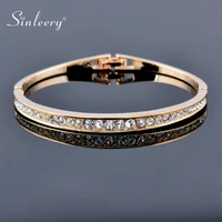 sinleery simply single row cubic zirconia bangle bracelets rose gold color women party wedding engagement jewelry sl284 ssf