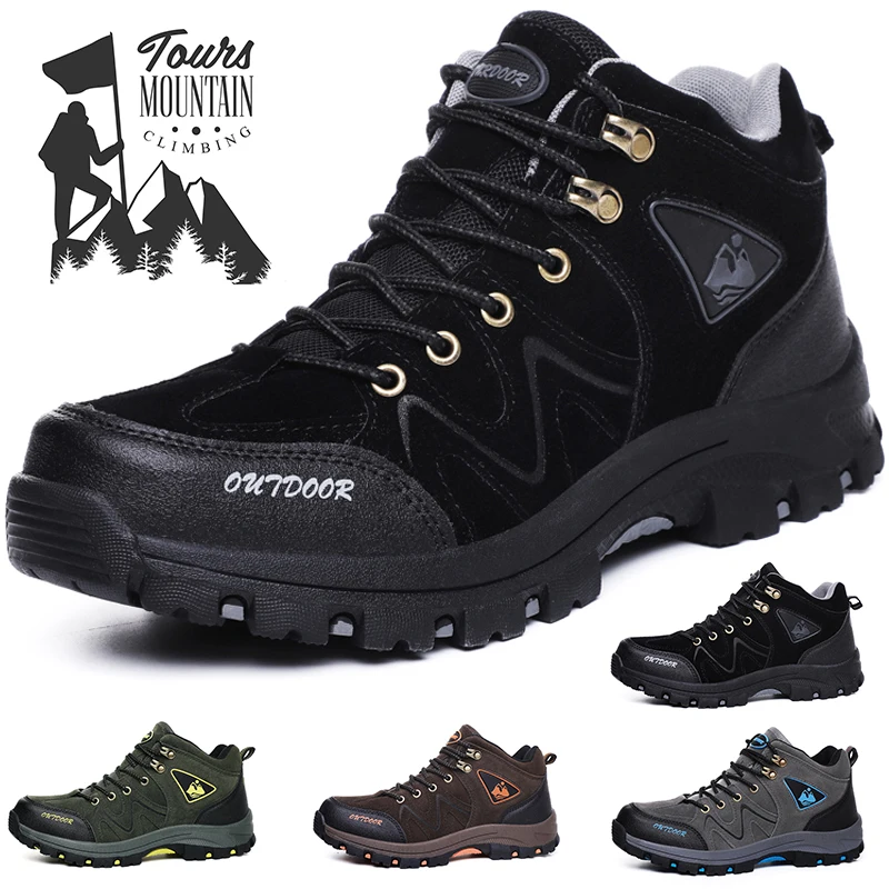 

2021New Men Hiking Shoes High-quality Non-slip Hiking Shoes Outdoor Leather Waterproof Hiking Boots Men Sports Shoes 39#-45#