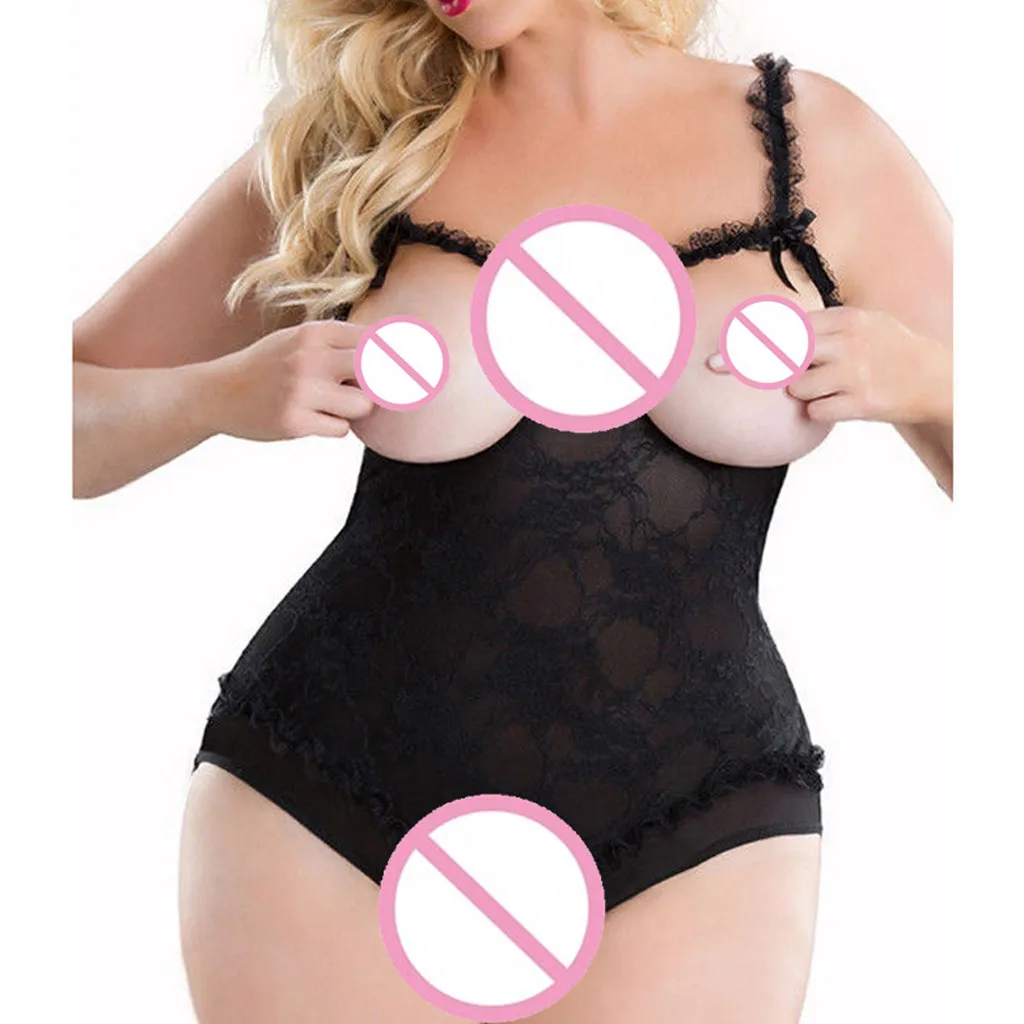 Женское кружевное сексуальное нижнее белье ночное с открытой грудью молочного