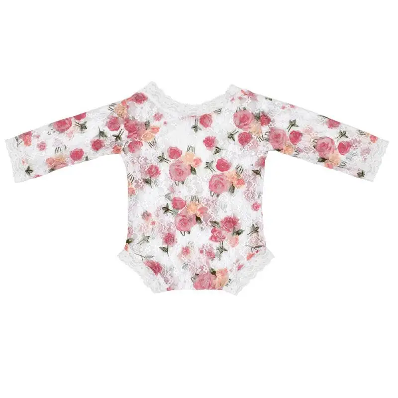 Кружевные Боди для новорожденных девочек с длинными рукавами и цветочным