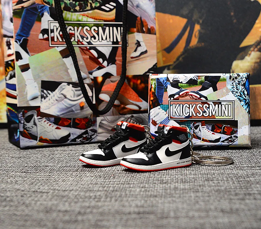 a pair w metal ring Персональный DIY Jordan Generation AIR JORDAN 1 chicago 3D кроссовок фигурный брелок сумка Подвеска парный брелок - Цвет: a pair w metal ring