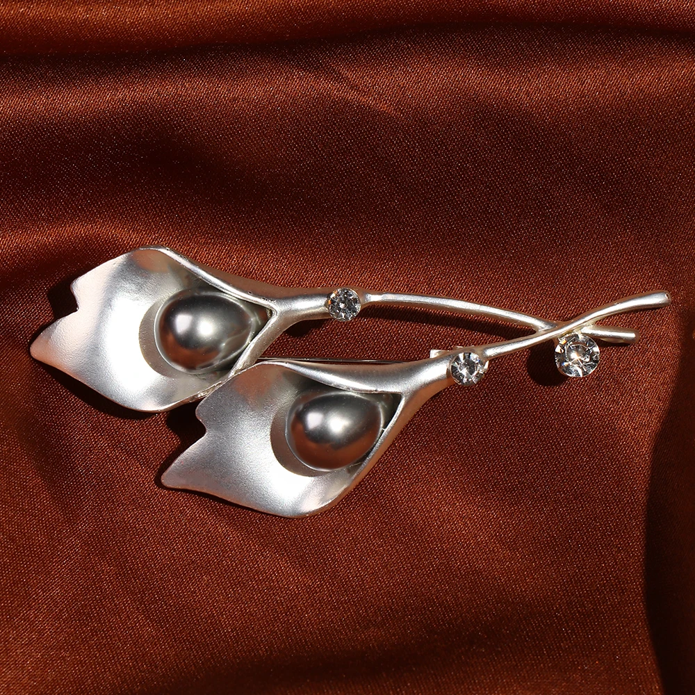 Elegant Alloy Rhinestone Tulip Flower Brooch Pin Trendy Clothing Accessories Brooche Jewelry Women Gift | Украшения и аксессуары