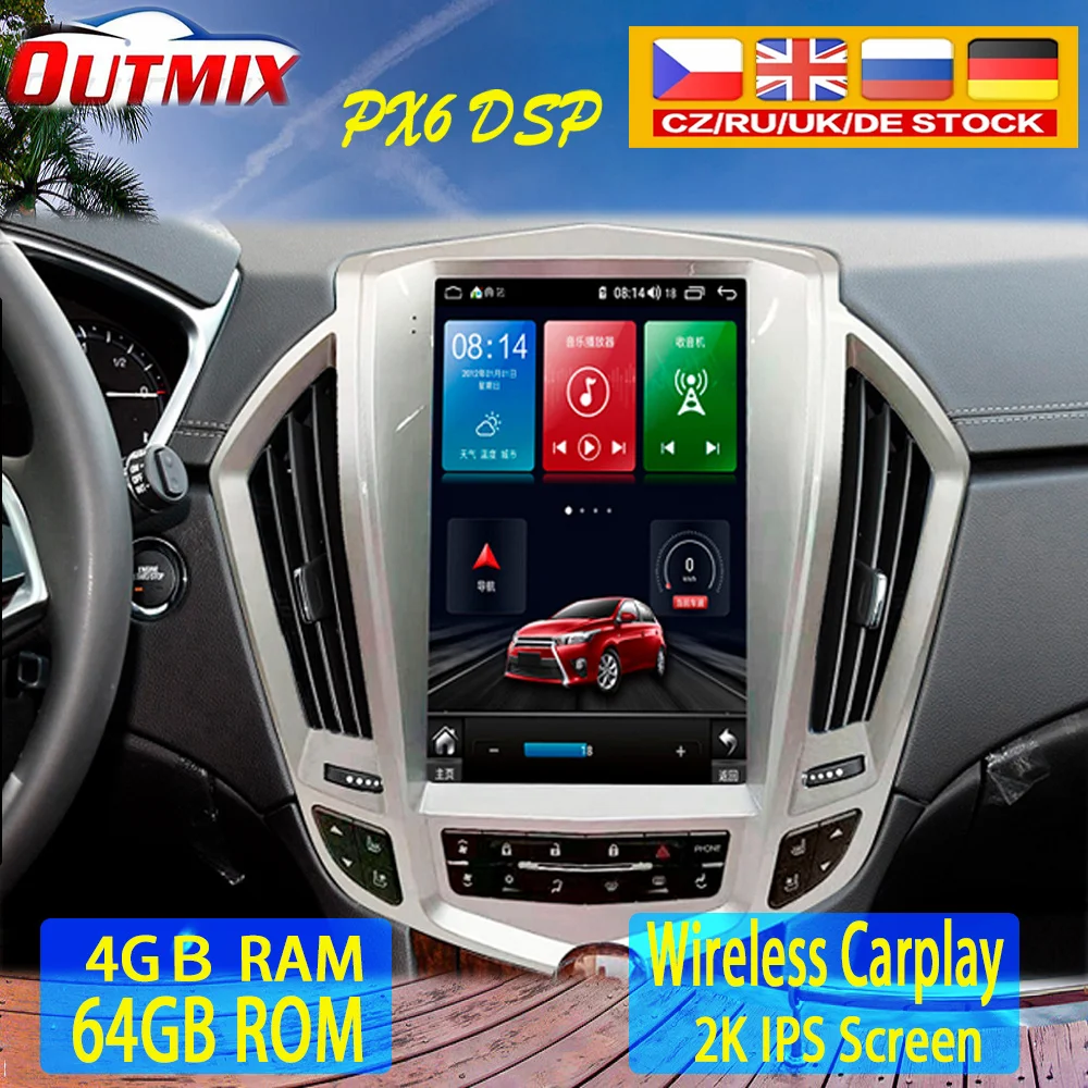 Экран Tesla для 2009 2010 2011 2012 Cadillac SRX Android10 Автомобильный мультимедийный плеер GPS аудио