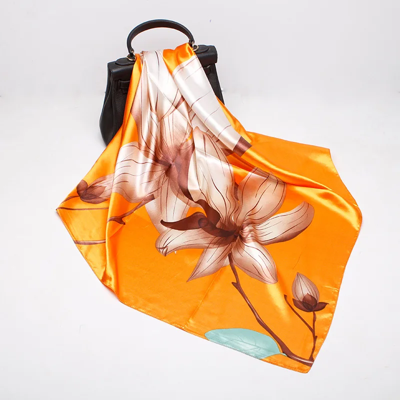 Квадратный шелковый шарф с вышивкой женский модный элегантный мягкий шейный