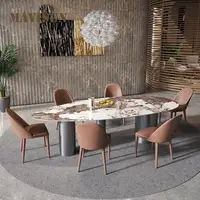 Modern Minimalist Oval Antique Kitchen Table Household Italian Design Dining Table And Chair Combination Dining Room Furniture
