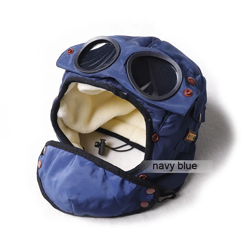 navy blue От 5 до 10 лет, детские зимние шапки-бомберы, Балаклава, маска, ветрозащитная флисовая шапка с подкладкой, лыжная шапка-ушанка для мальчиков и девочек - Цвет: navy blue