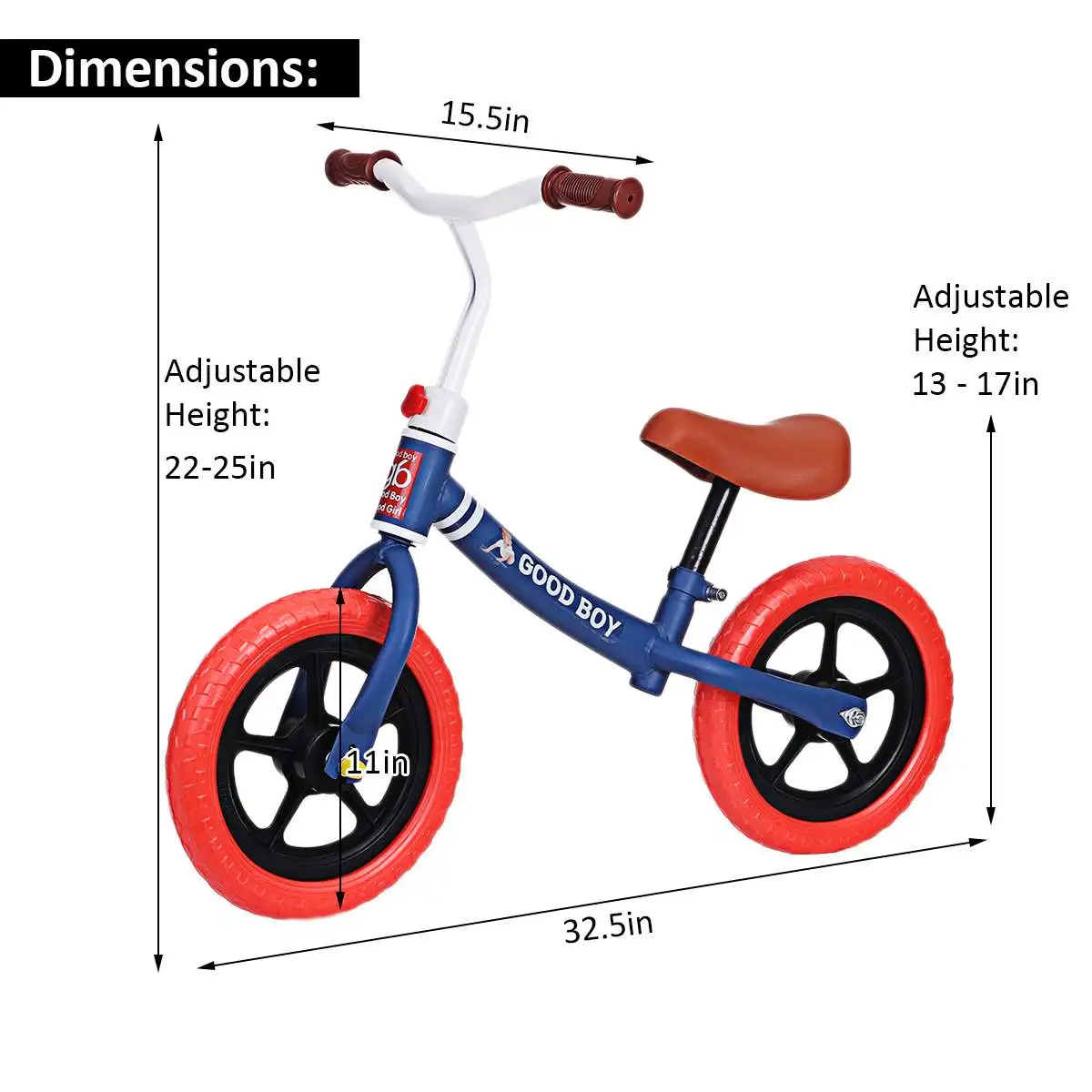 

Kids Balance Bike No Pedals Height Adjustable Bicycle Riding Walking Learning Scooter with High Carbon Steel