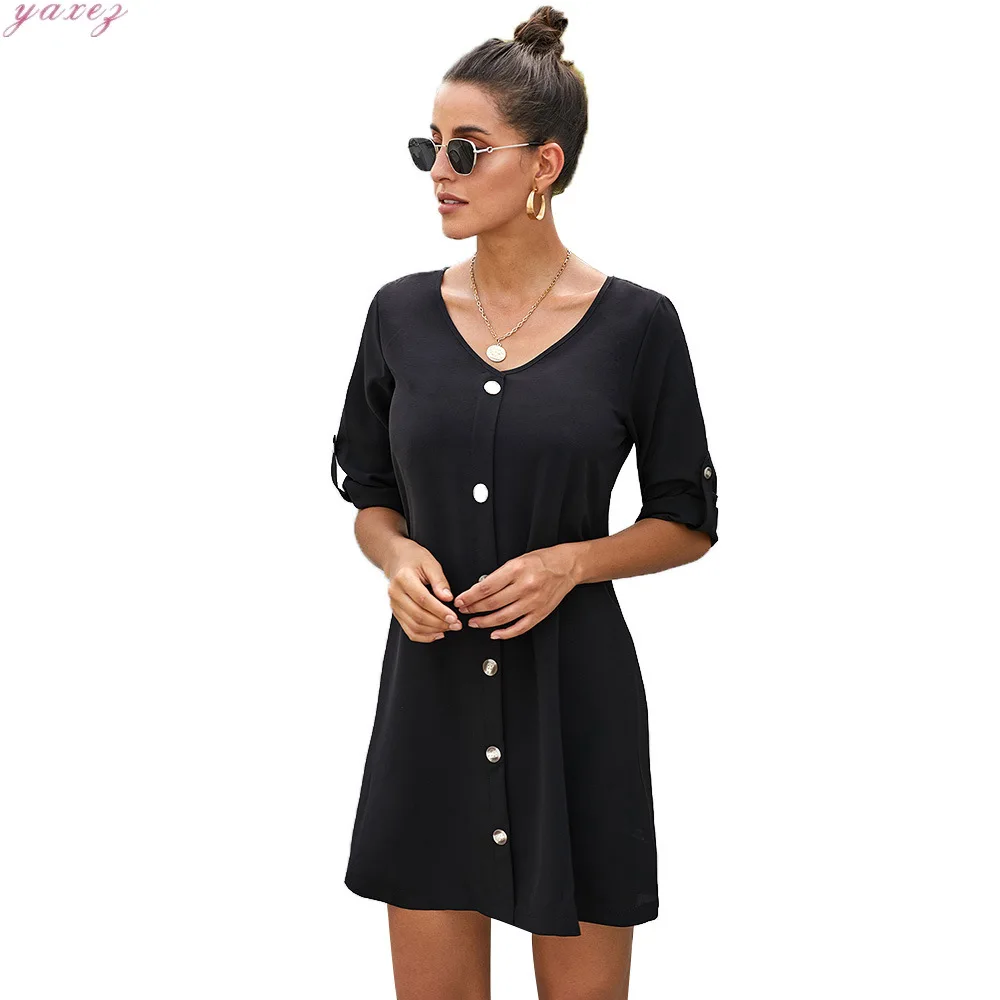 Сезон: весна-лето для женщин из хлопка и льна с закатанными рукавами женское