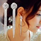 Корейские модные ювелирные изделия темперамент кристалл кисточкой серьги свадебные серьги для женщин длинные серьги