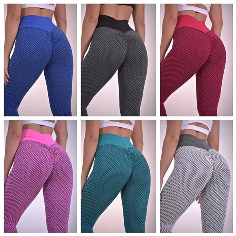 

Women Sexy Peach hip jacquard weave Yoga Pants High waist Tight fitting motion trousers seamless elastic Fitness pants femal