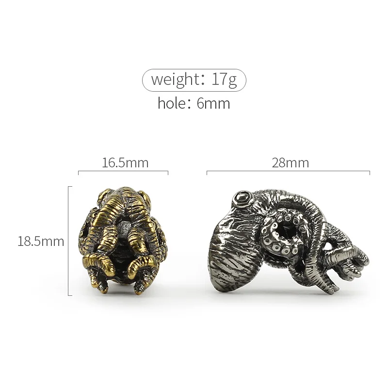 Octopus Knife Beads Brass Squid Beads Umbrella Rope Pendant Vintage Copper Paracord Beads DIY