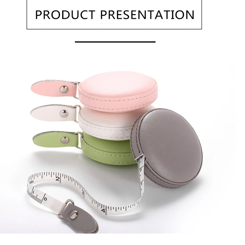 

270C 150cm Retractable Tape Measure with Round Faux Leather Case Pocket Size Soft Portable Dual Sided Ruler Measurement Tool for