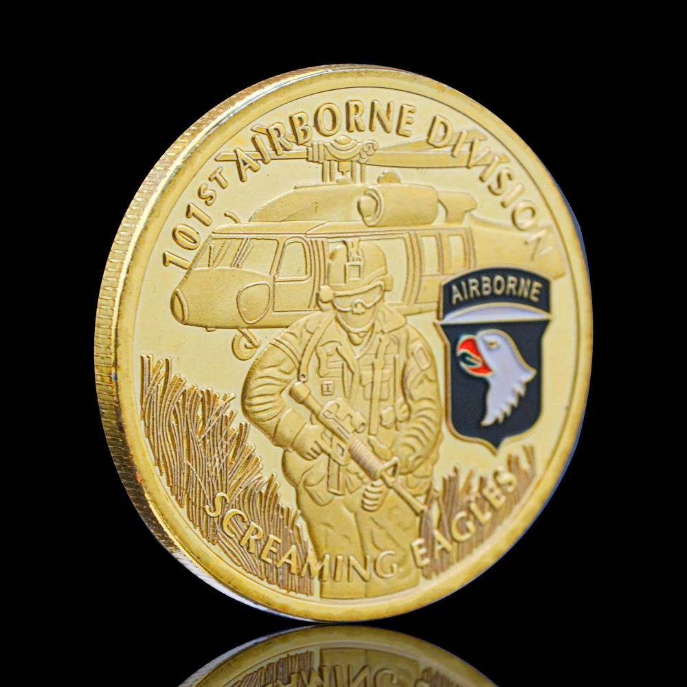 

Gold Plated 101st Airborne Division Screaming Eagles United States Army Challenge Coin Usa Souvenirs Collectible Coins Medal