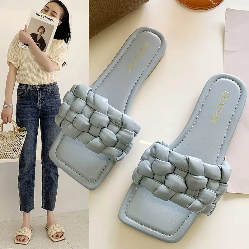 

Шлепанцы женские из ПУ кожи, повседневные сандалии, летняя Уличная обувь, сланцы, белые, модель 2021