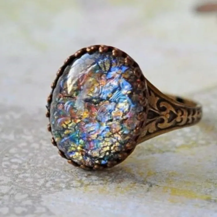 

Colorful Big Round Finger Rings Festival Means Women Vintage Antique Silver Colorls Female Statement Bohemian Beach Holiday