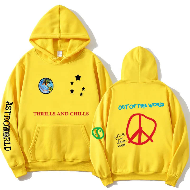 

Men's and Women's Streetwear Hot Sale 2020 Astroworld THRILLS and CHILLS Hoodie Travis Scotts Hooded Pullover Sweatshirt