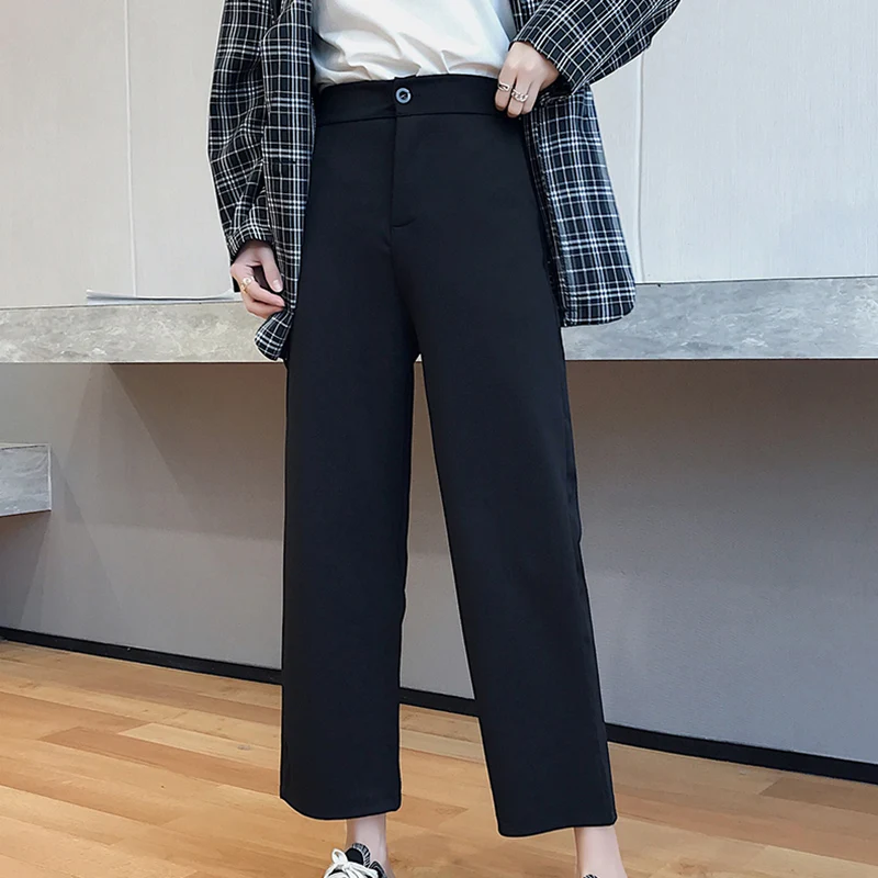 

Winter Fashion Women Plus Velvet Warm Pants Lady Thicken Wide Leg Loose High Waist Slacks Female Slim Suit Straight Trousers