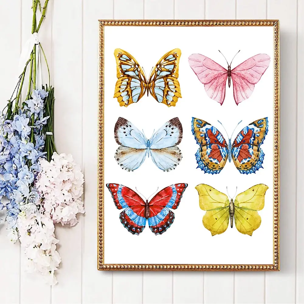 Картина на холсте с бабочками настенное искусство иллюстрация насекомых