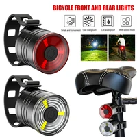 bicycle rear light carat type bike warning lamp usb charge red white light color safety headlight tail 15 hours