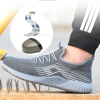 flying woven safety shoe sneaker anti piercing safety boots steel toe work shoes woman size36 48 zapatillas indestructibles