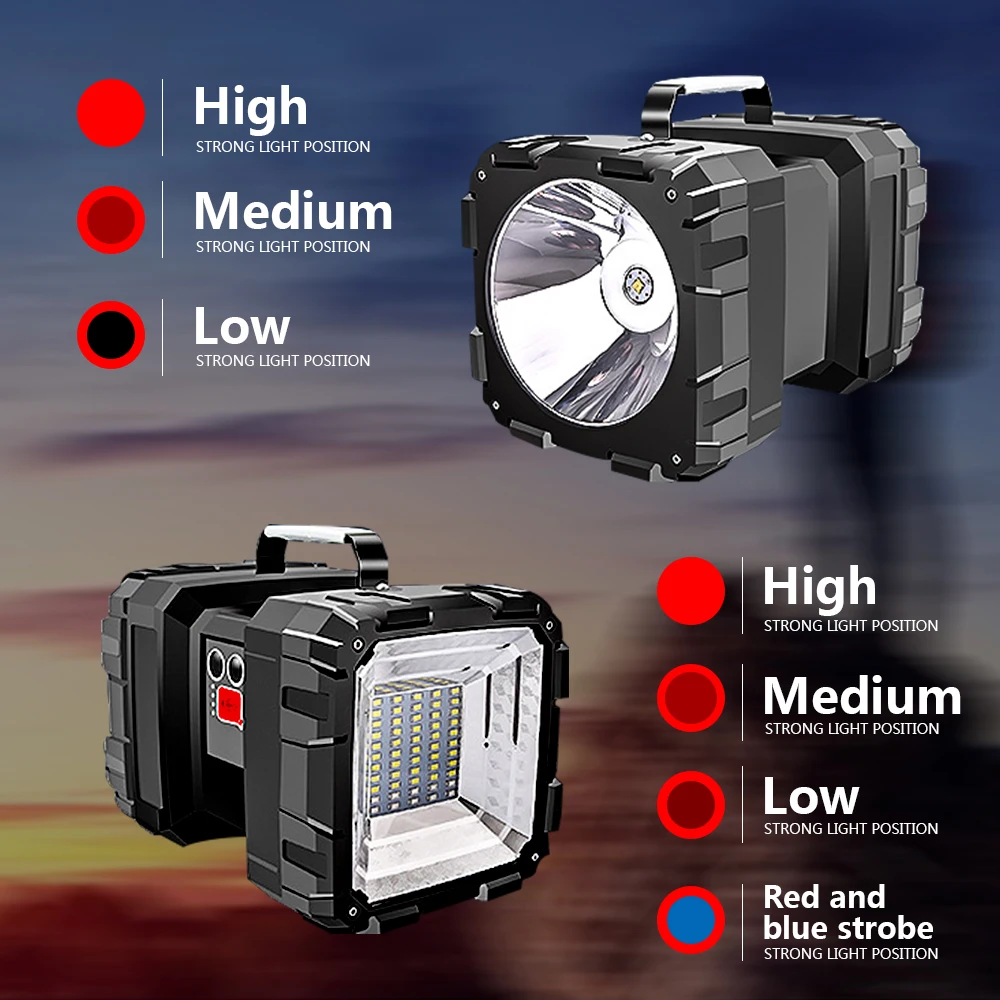 Satin Al LED L2 / P70 çift Kafa El Feneri Taşınabilir Dış ışıldak Acil Durum ışığı çalışma Işığı USB şarj Edilebilir