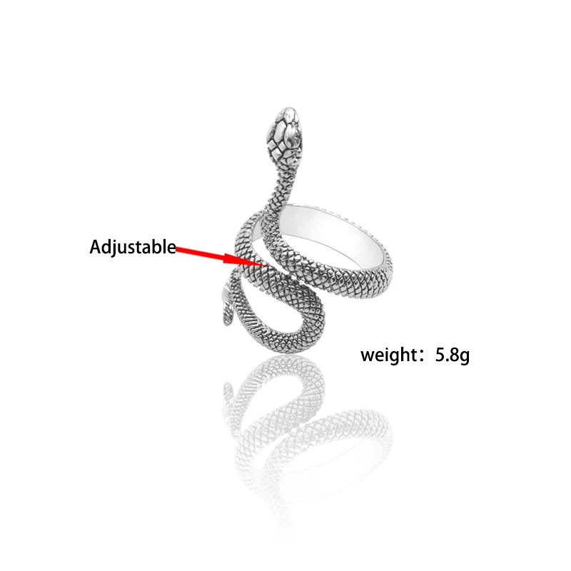 

Fashion Retro Exaggerated Spirit Snake Ring Punk Style Adjustable Opening Snake-shaped Student Index Finger Ring Trend Jewelry
