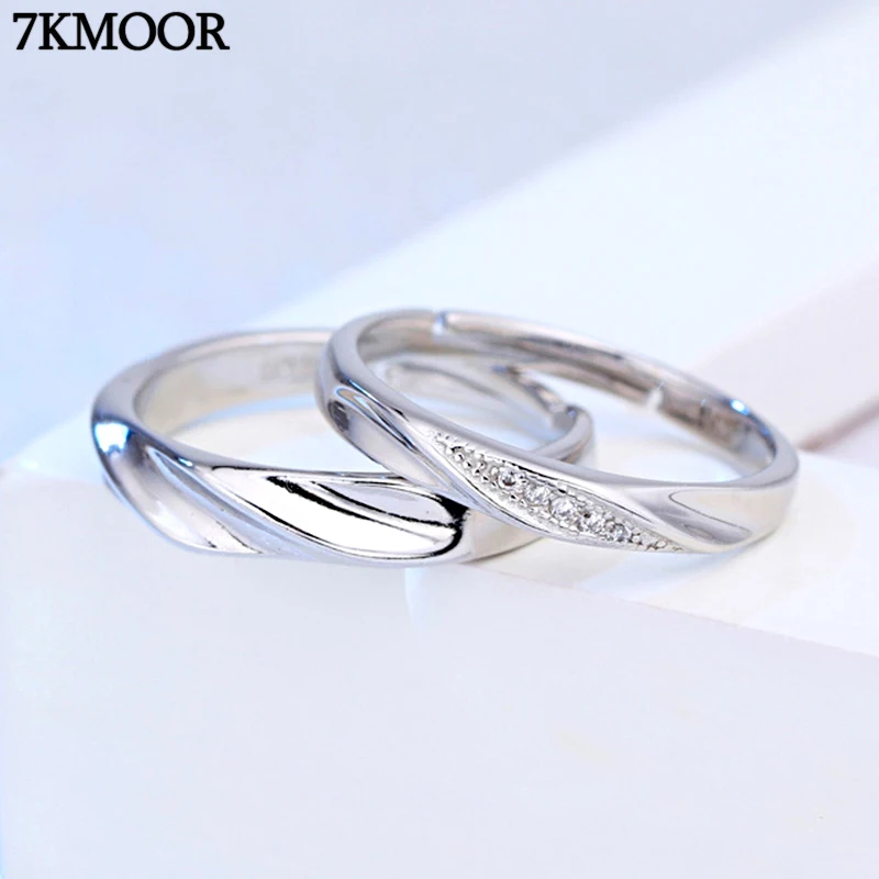 

Earrings 1 Set 1Piece New Romantic Open Lover Ring Couple Crystal Opal Stone Ring For Women Men Gift New Silver Jewelry 2021