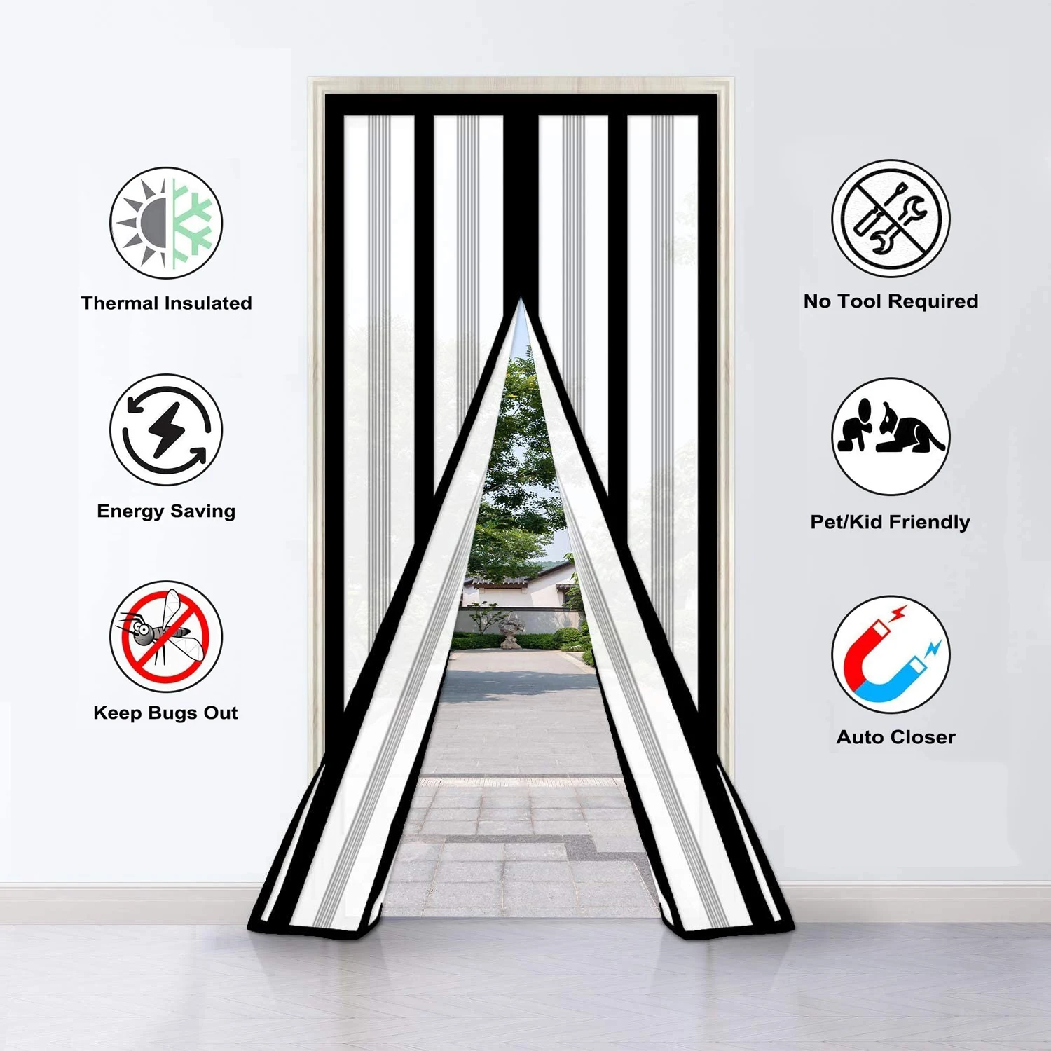 

Free Of Perforation Winter Door Curtain Magnetic Heat Insulation Warmth Windproof Partition Sound Insulation Door Curtain Stripe