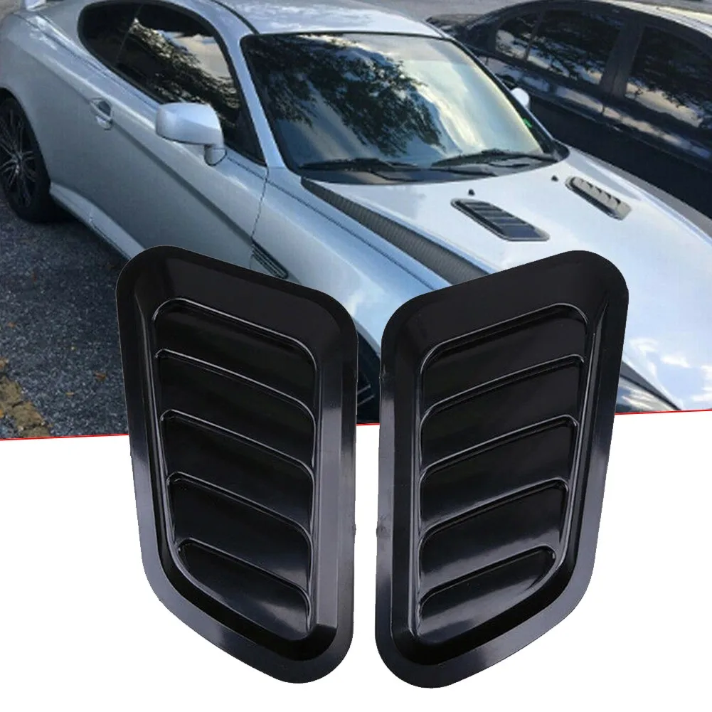 

2pcs Car Hood Bonnet Vent Air Flow Intake ScoopLeaf-shaped Car Exterior Fake Air Outlet Cover Car Accessories Hood Decoration