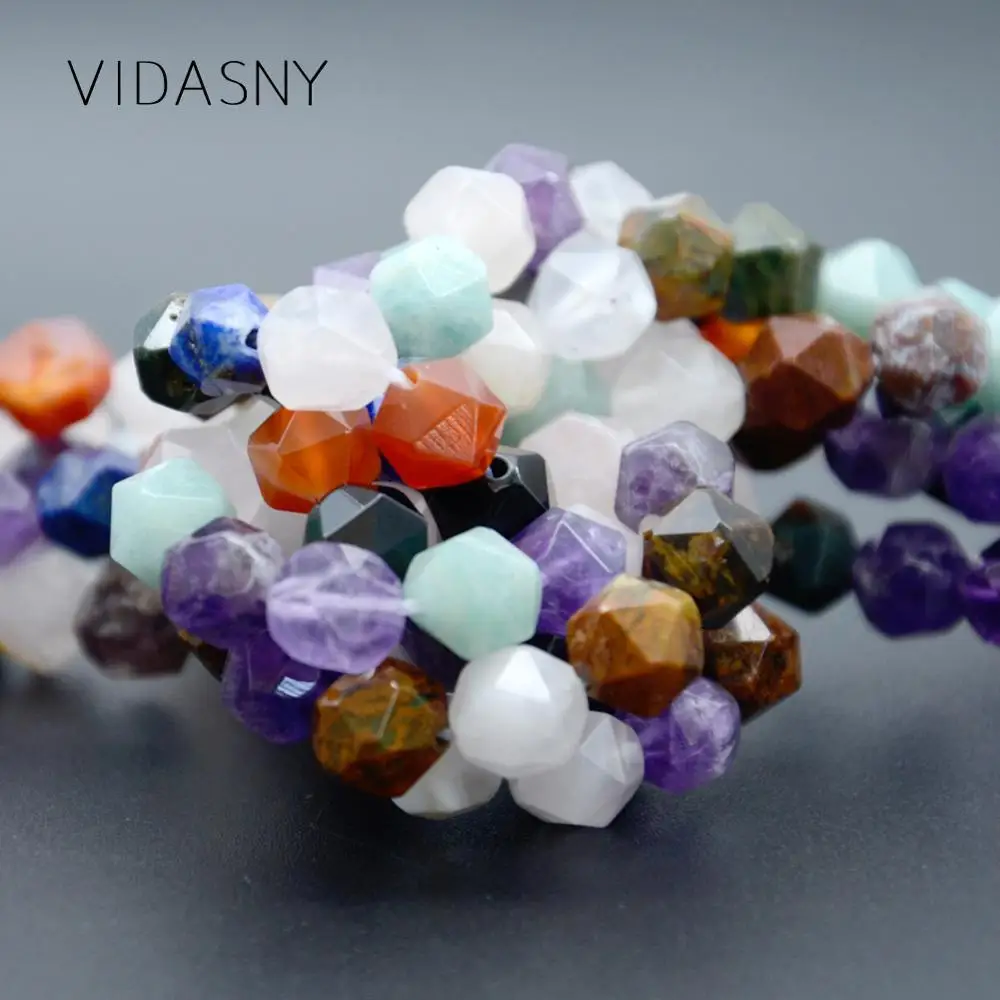 Граненые смешанные бусины из лазурита и аметиста натуральный драгоценный камень