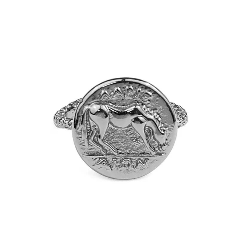 

ZN New Trendy Pattern Horse Personality Rings For Women Hip-Hop Adjustable Opening Finger Ring Fashion Jewelry Accessories Gifts