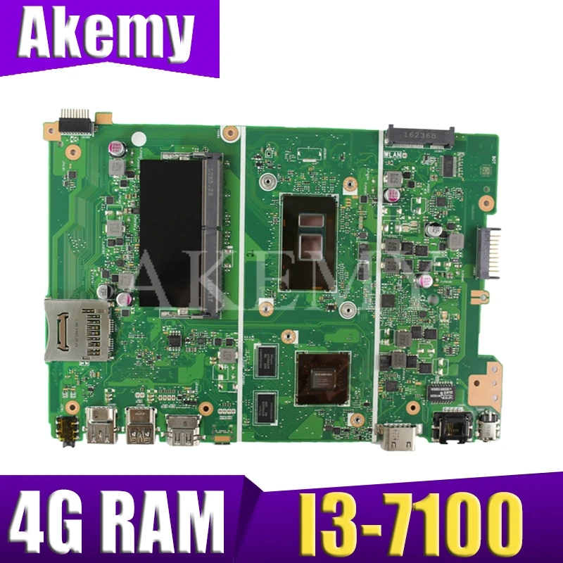 Для ASUS X441URK X441UR X441UV X441UVK X441UQK X441U Ноутбук Материнская плата I3 7100 4G RAM|Материнские