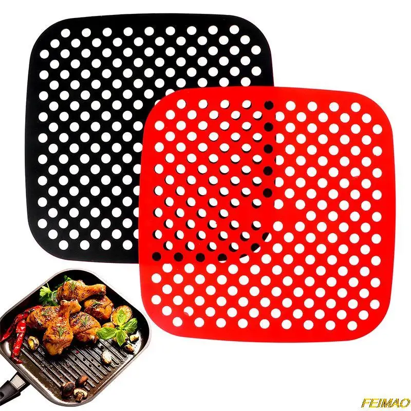 

Air Fryer Liner Red Air Fryer Mat Food Grade Non-Stick Silicone Fryer Basket