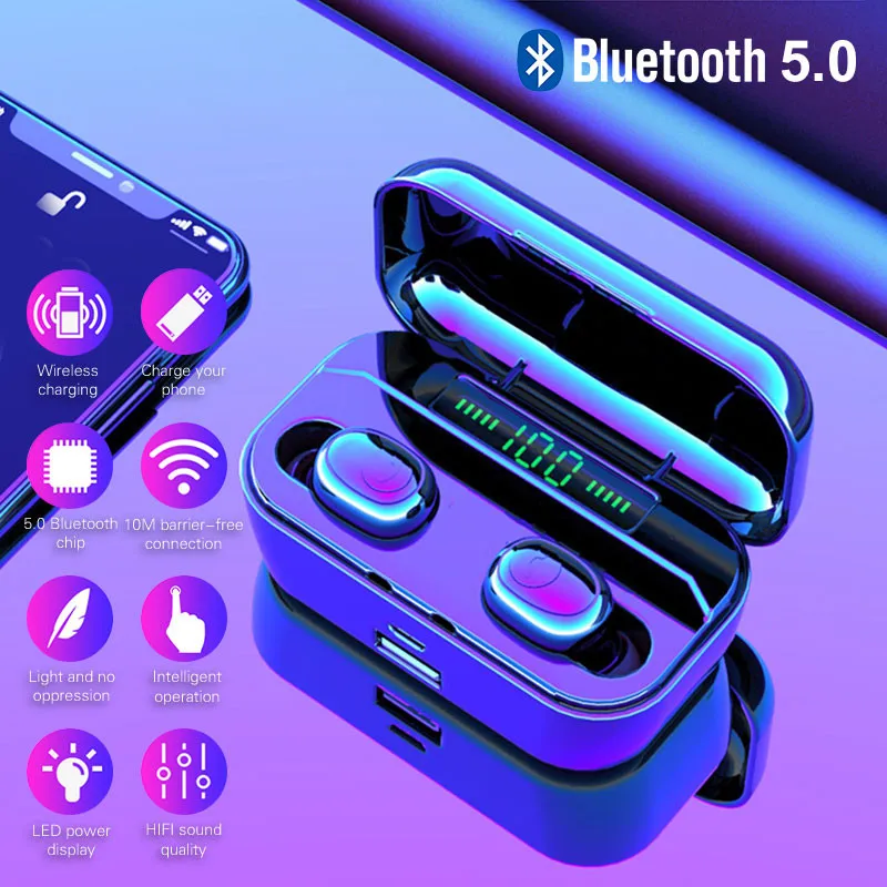 2019 Новые 3500mAh TWS 5 0 беспроводные Bluetooth наушники светодиодный блок питания для Xiaomi