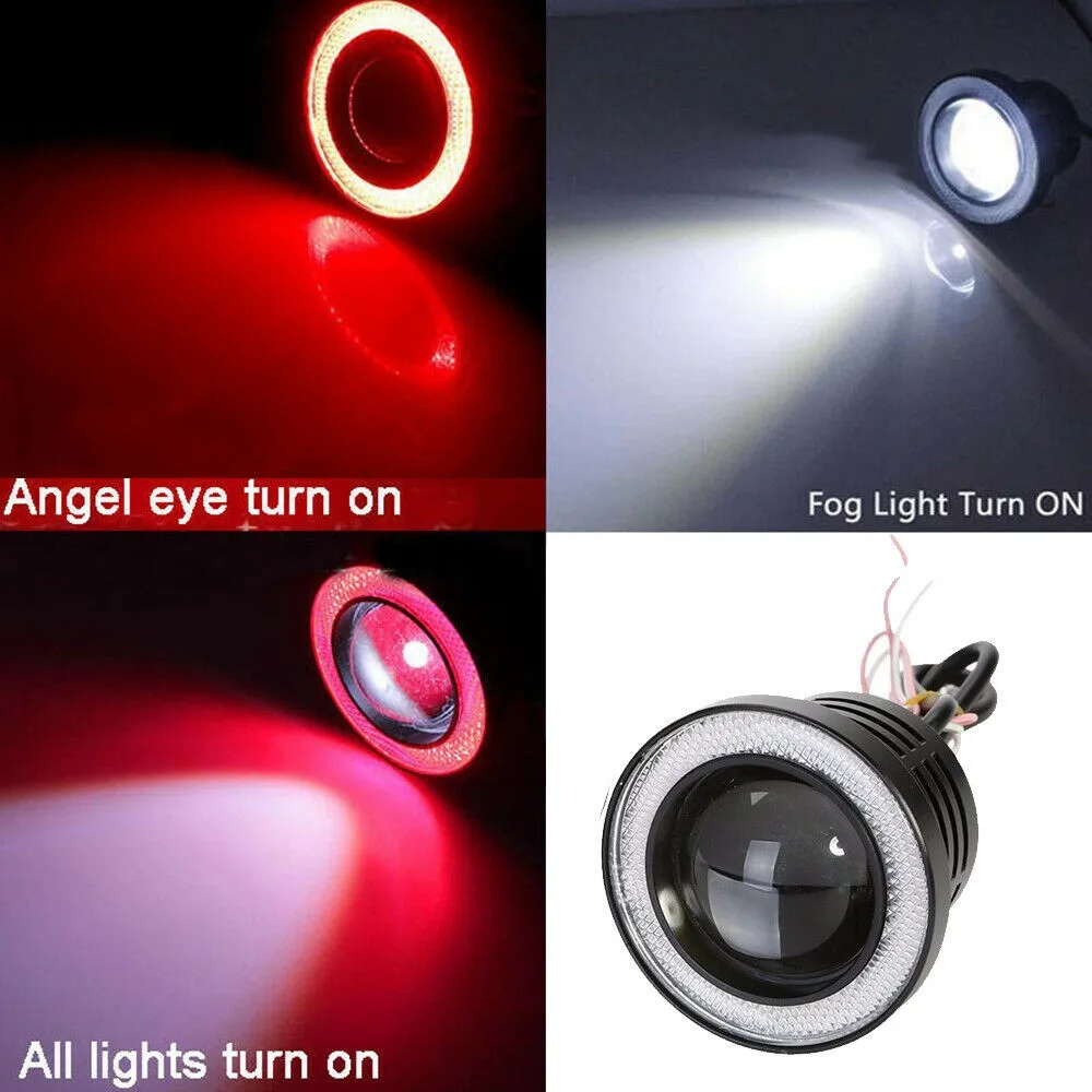 

7.6cm Fog 9-16V Lights Angel Eyes COB Car Driving Super Bright 3200LM 3inch High Power