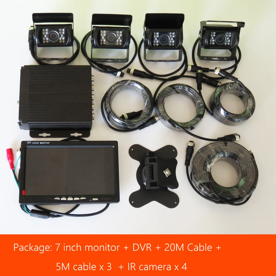 Грузовик DVR Dash камера 4 канала камера резервного копирования видео рекордер комплект CCTV заднего вида монитор Автомобильный автобус ИК ночного видения Rospider H03