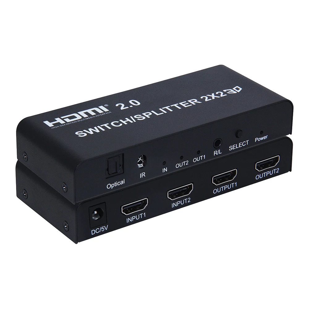 HDMI 2 0 переключатель сплиттер 2x2 распределитель коммутатор в out Оптический видео