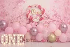 Фон для фотосъемки с изображением девушки на 1-й День рождения пастельный розовый цветочный Лебедь на первый день рождения торт разбиваемый баннер фотосессия портрет