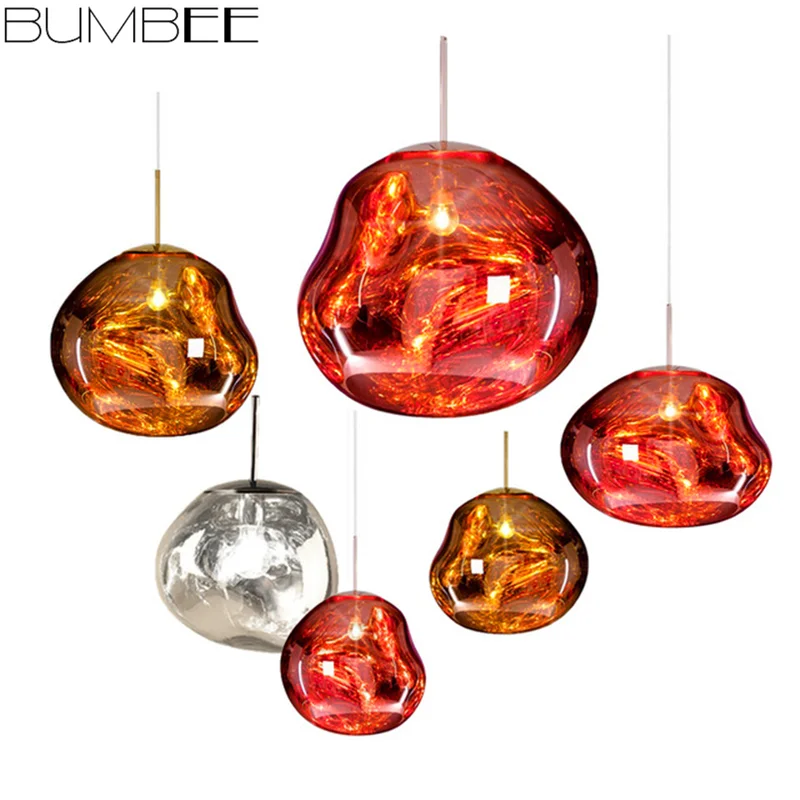 Современная Подвесная лампа из стеклянной лавы светодиодный подвесной