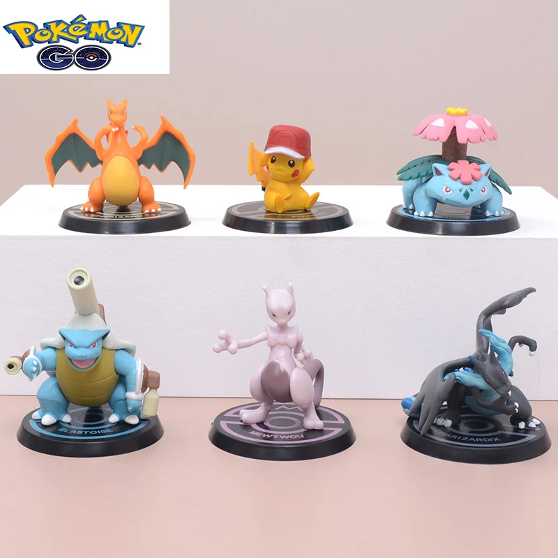 

pokemon 6 pcs Pikachu Charizard Blastoise Mewtwo Bulbasaur Anime figure kids toys collect Kawaii Car decoration Christmas gift