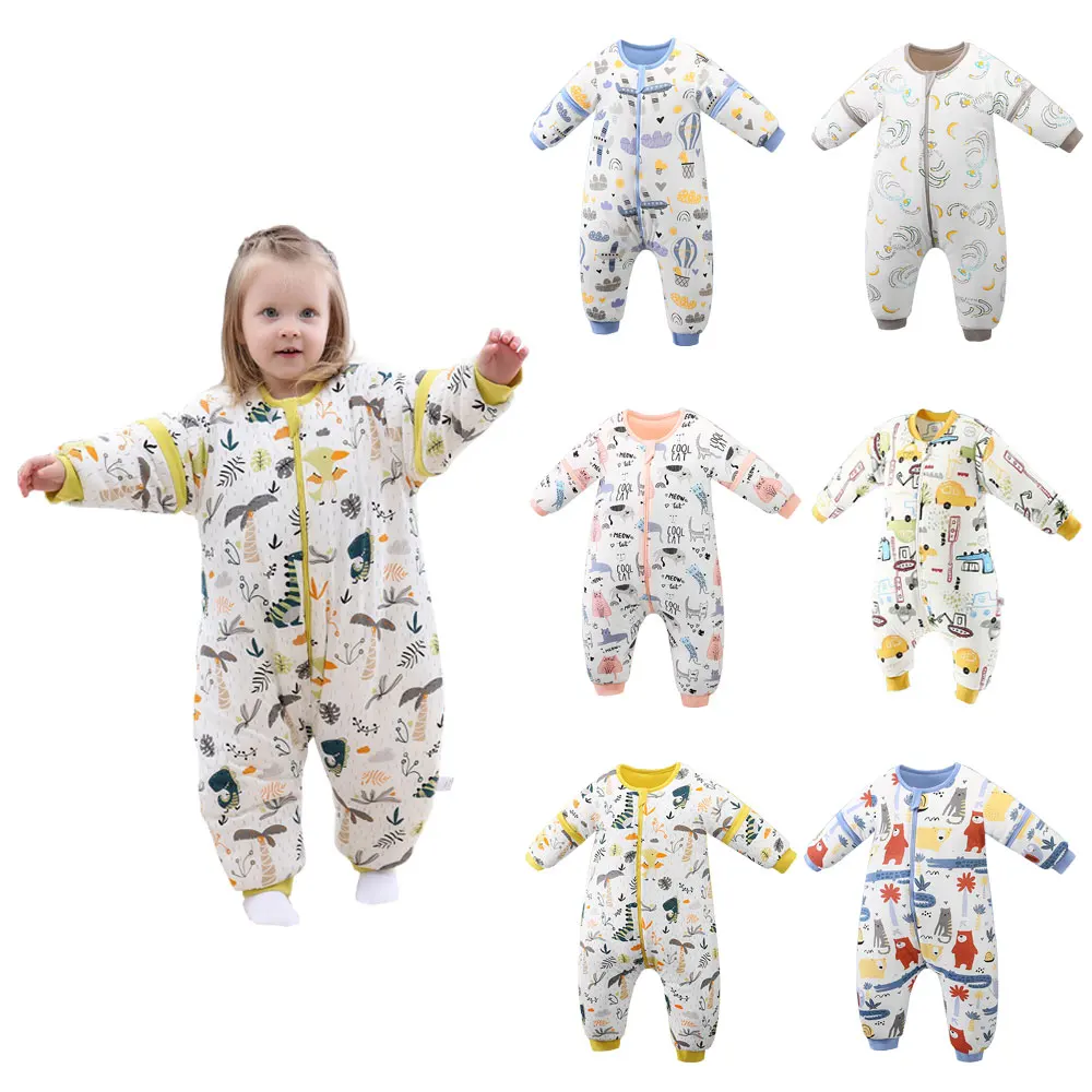 Spring & Autumn & Winter Baby Sleeping Bag For Girls Kids Split Leg Sleepsacks Children Cotton Pajamas Jumpsuit Bedding Set