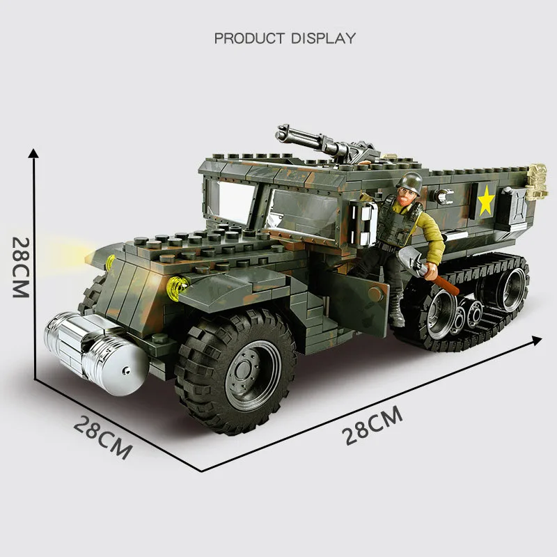 

World War Sdkfz250 Germany Hanomag Half Track Armored Car Mega Block Ww2 1:36 Scale Army Action Figures Building Bricks Toys