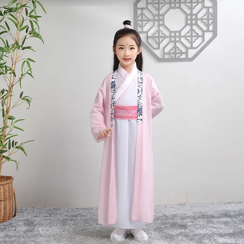 Модная детская китайская античная костюмированная одежда для девочек в традиционном стиле эпохи Хань для сценических выступлений, вечеринок, народных танцев для мальчиков ханьфу ретро.