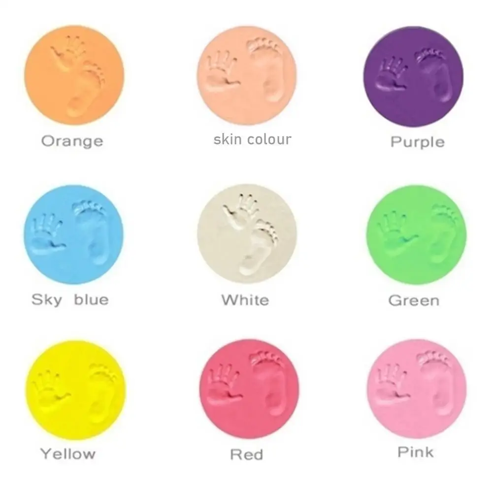 

2021 Baby Care Air Drying Soft Clay Baby Handprint Footprint Imprint Kit Casting Parent-child Hand Inkpad Fingerprint Kids Toys