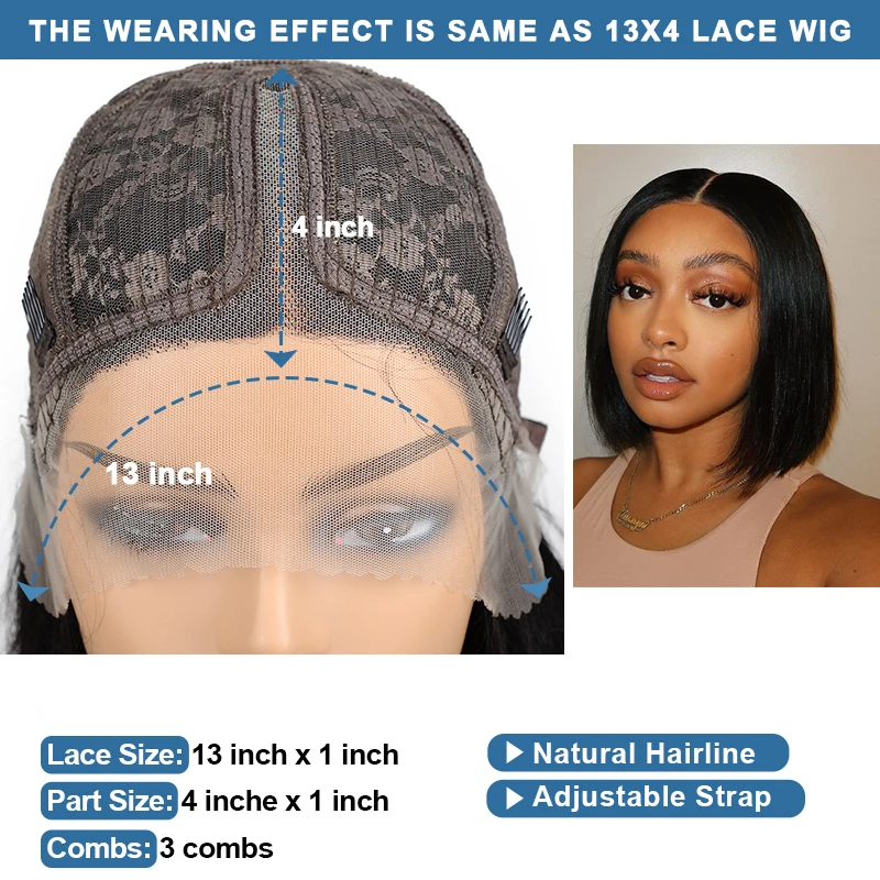 

Remyblue 13*1 Lace Front Wigs Straight Short Bob Wigs Pre-Plucked Natural 99J Color For Black Women Peruvian Wig Remy Human Hair