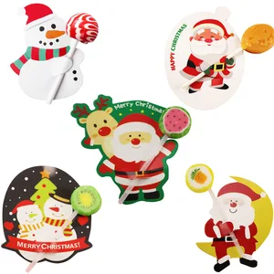 50 шт. рождественские украшения для леденцов, карты, Санта-Клаус, снеговик, Мультяшные бумажные держатели для леденцов, конфет, детские рождественские подарки