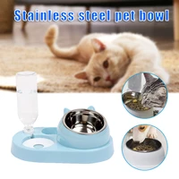 pet double bowl feeder automatic water dispenser removable pet feeder for small medium size dog cat free cat supplies